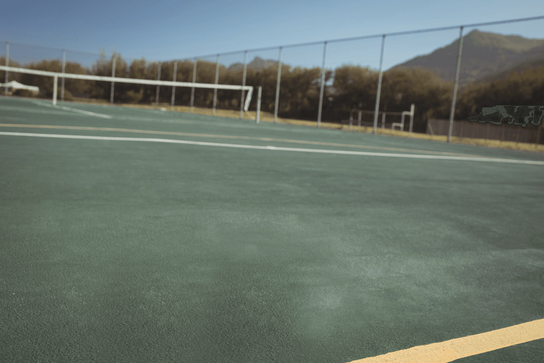 Transparent Vector Tennis Court with Mountain View