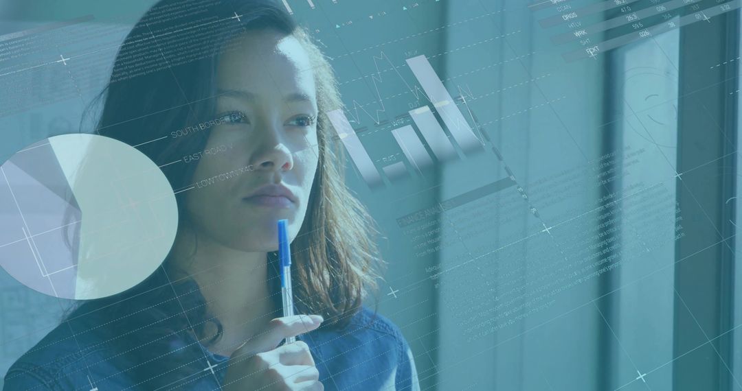 Contemplative Analyst Visualizing Data Insights at Office Window