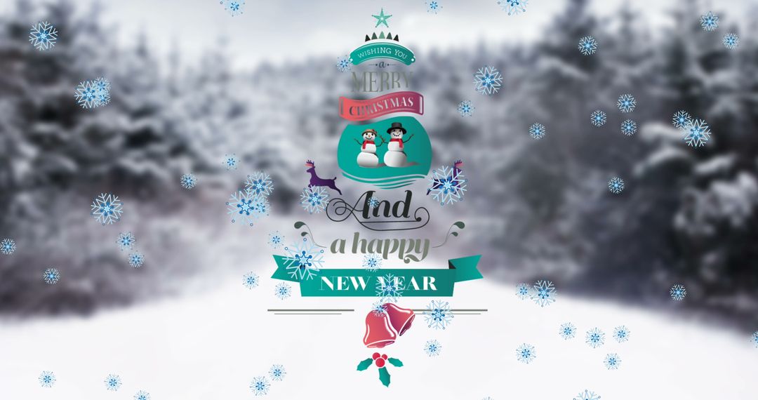 Festive Christmas Message with Snow Background and Falling Snowflakes