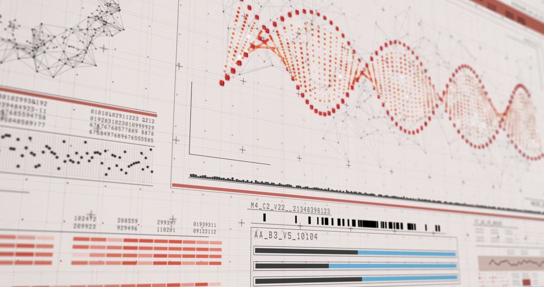 Digital DNA Strand Visualization on Modern Interface Background