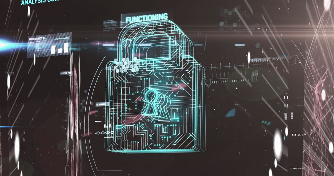 Digital Security and Data Processing Conceptual Art with Lock