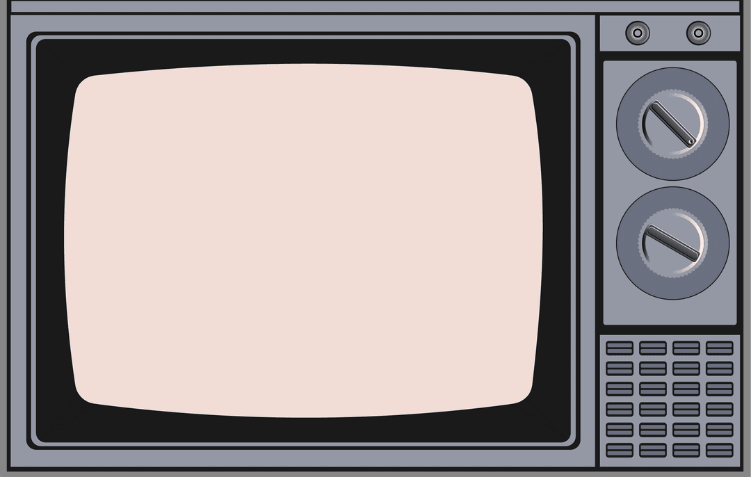 Retro CRT Television with Blank Screen Transparent Background