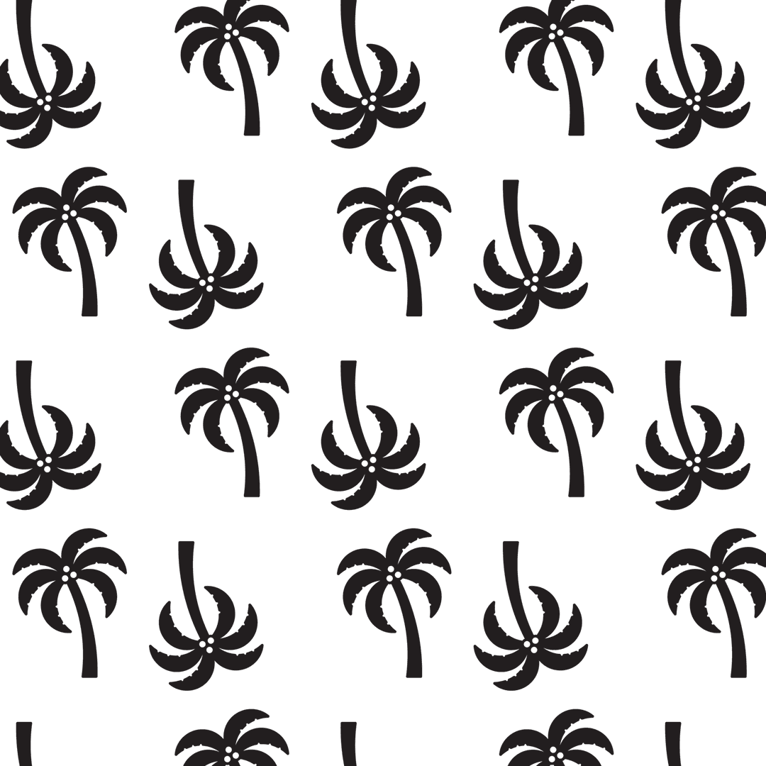 Transparent Black Palm Trees Seamless Tropical Pattern