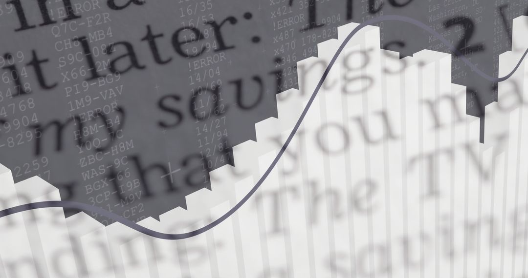 Stepped 3D Bar Chart Rising with Smooth Trendline and Blurred Error Code Overlay