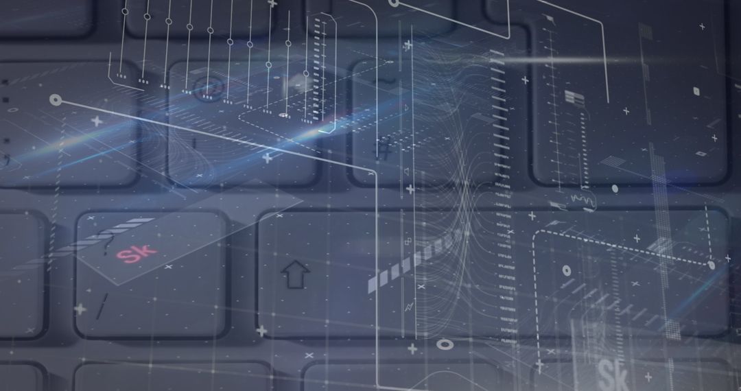 Cybersecurity Concept with Circuit Board Overlay on Keyboard