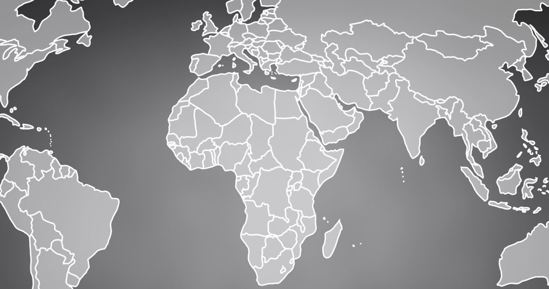 Glowing World Map on Grey Background