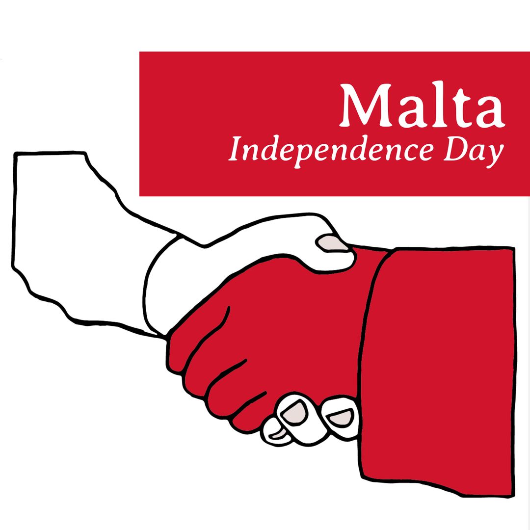 Malta Independence Day Celebration Banner with Handshake Icon
