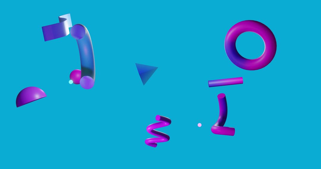 Abstract 3D Geometric Shapes on Vibrant Blue Background