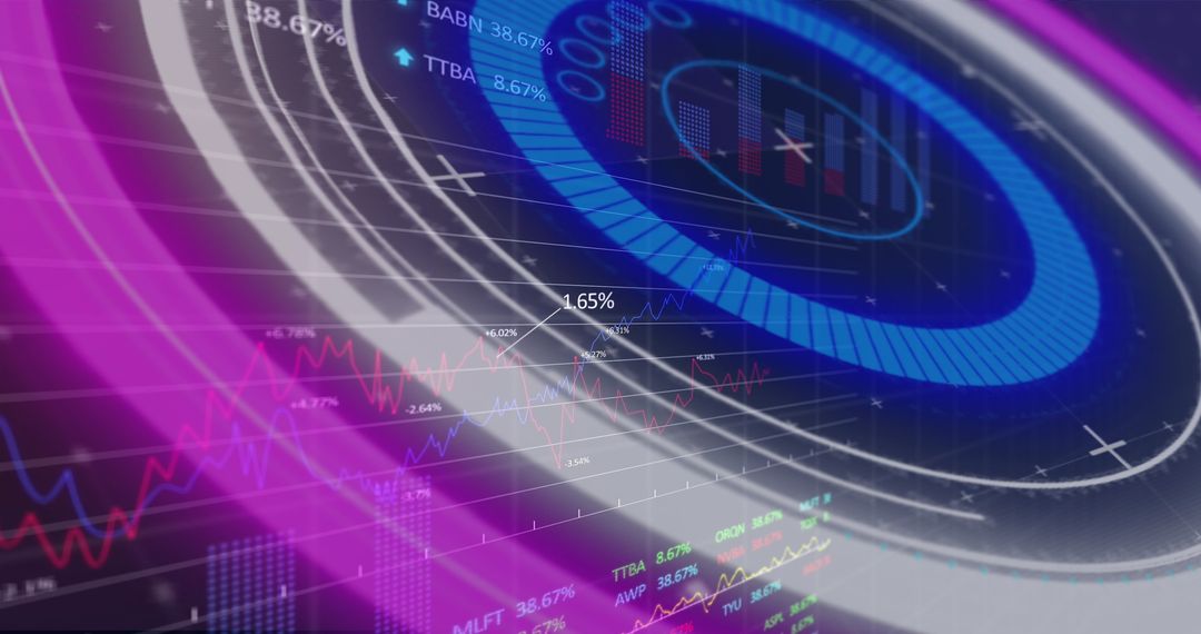 Futuristic Technology and Data Circles with Holographic Display