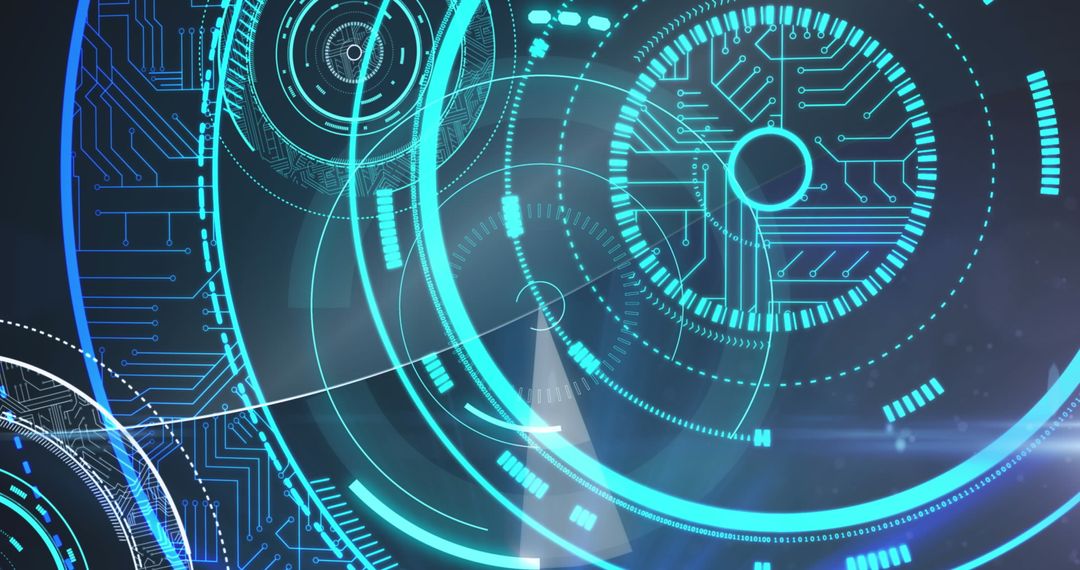 Futuristic Digital Abstract with Tech Circuitry Elements