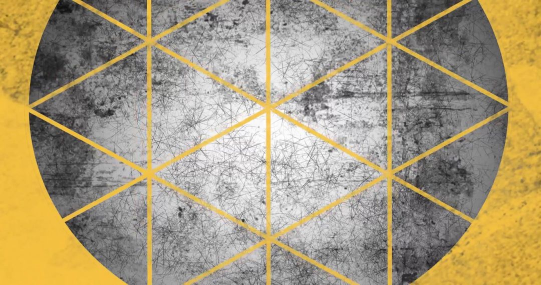 Geometric Patterns with Grunge Style on Yellow Background