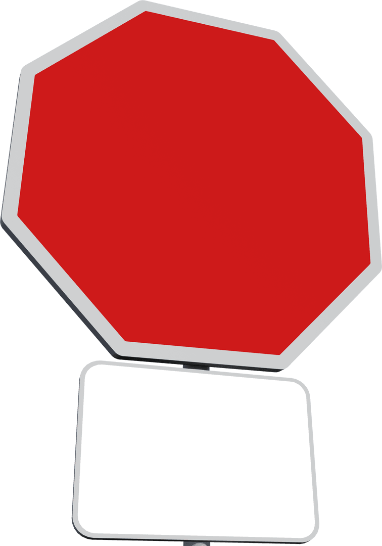 Red Stop Sign with Editable Blank Plate on Transparent Background