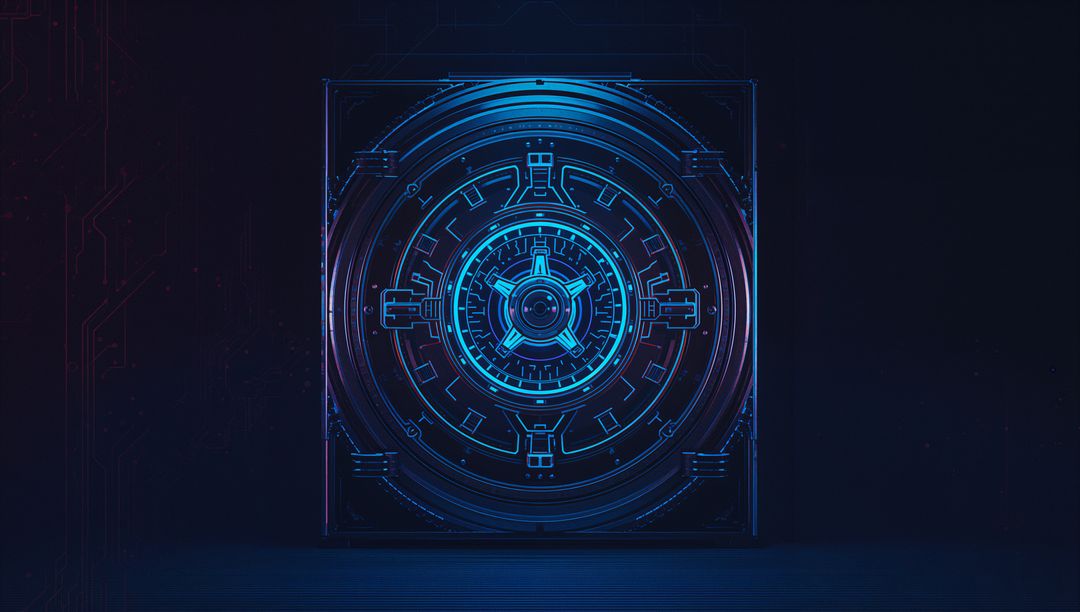 Futuristic Cybersecurity Vault Interface with Neon-Blue Glow