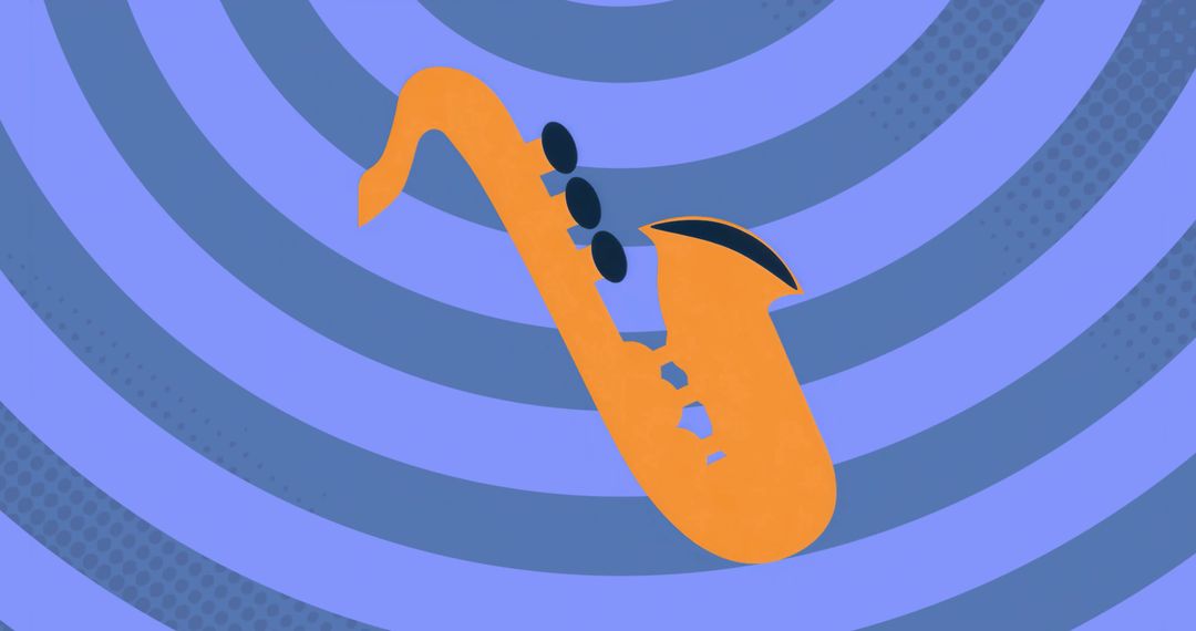 Geometric Orange Saxophone in Blue Concentric Pattern