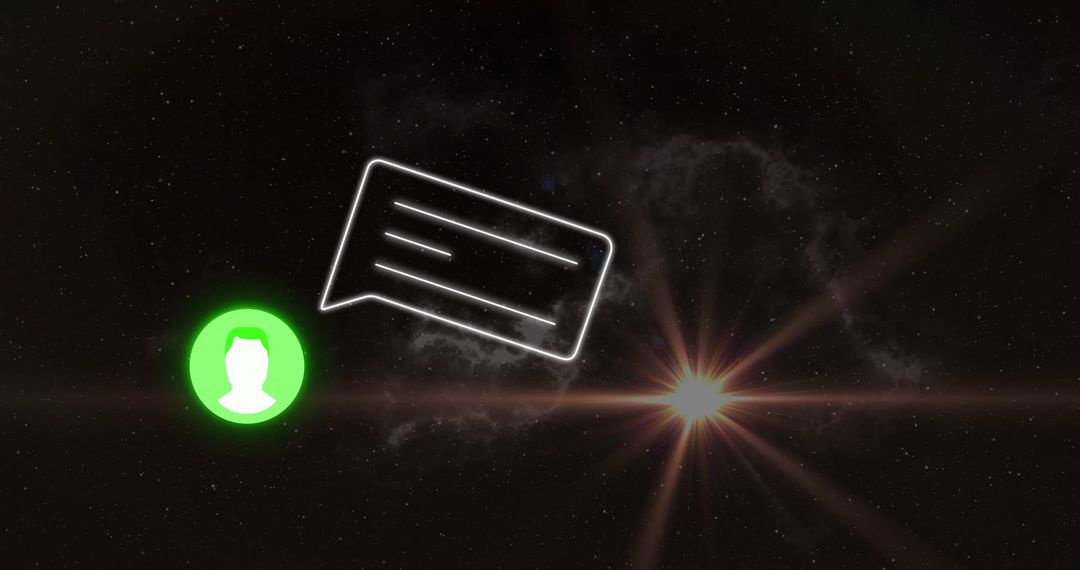 Glowing Avatar and Speech Bubble in Outer Space
