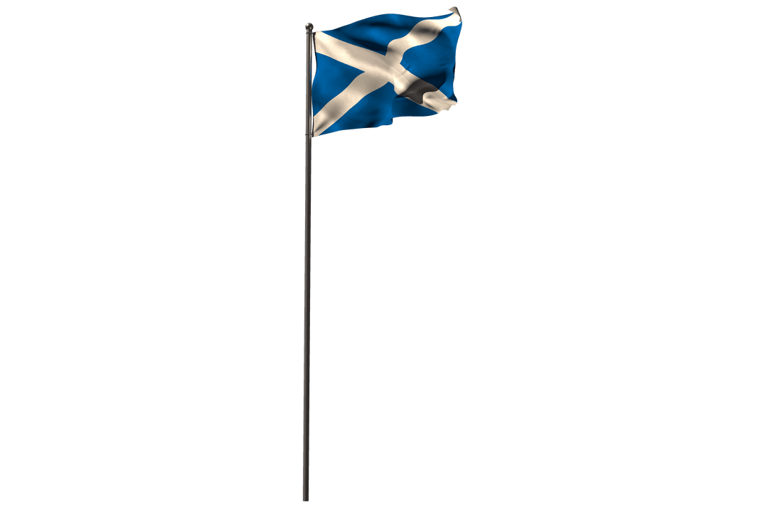Transparent Scottish Flag Waving on Pole Wallpaper Design
