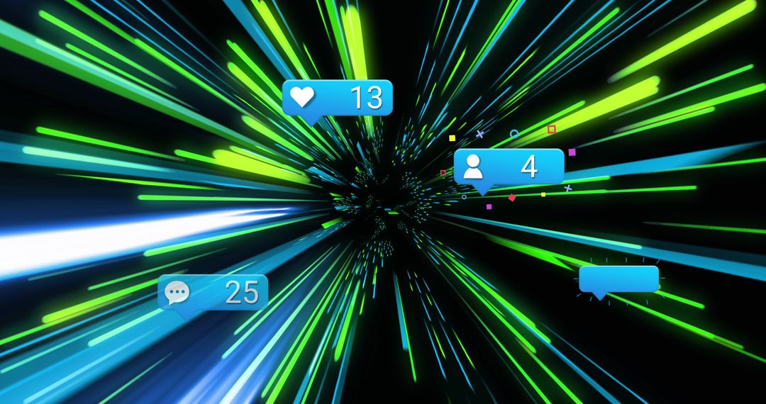 Dynamic Neon Stream Illustrating Social Media Network Connections