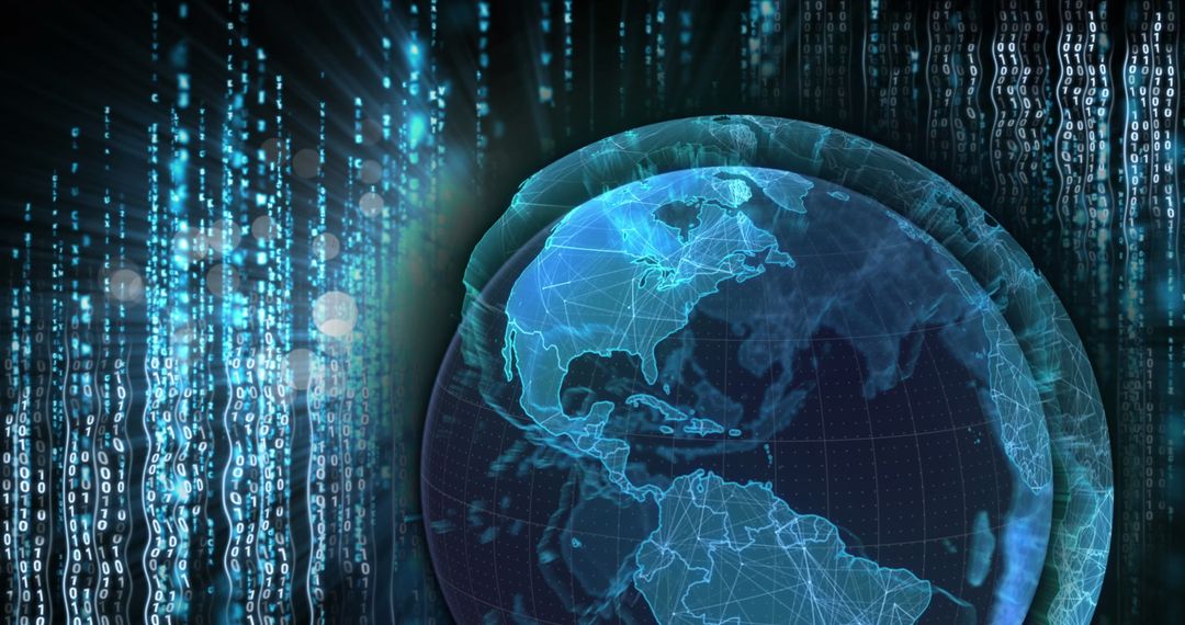 Digital Globe with Data Streams on Abstract Background