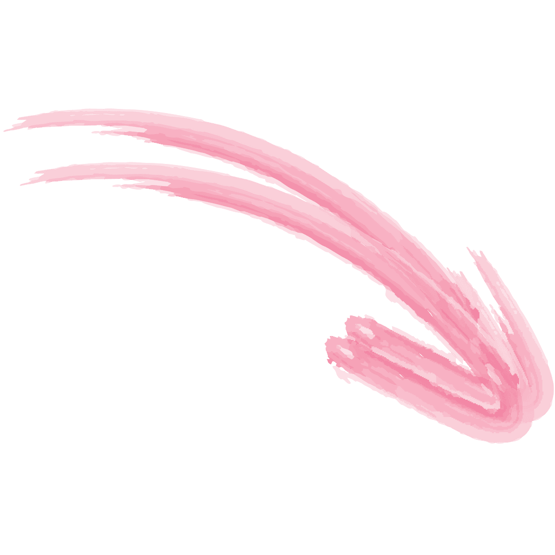 Pink Curved Arrow on Transparent Background for Directional Design