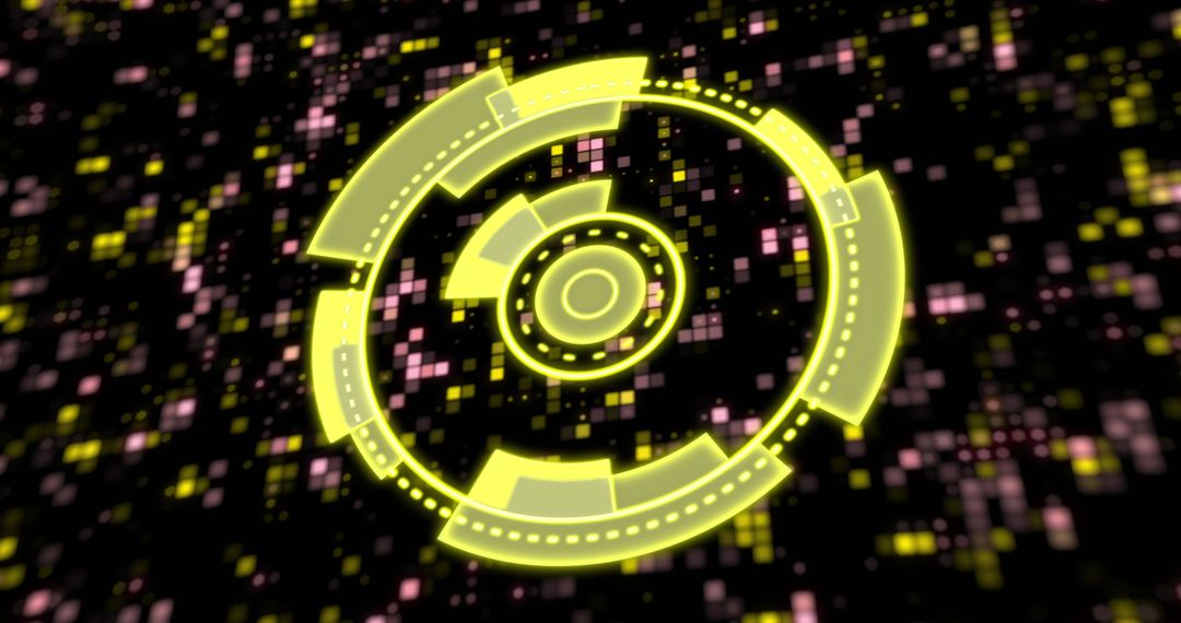 Futuristic Interface Display with Yellow Digital Scanner