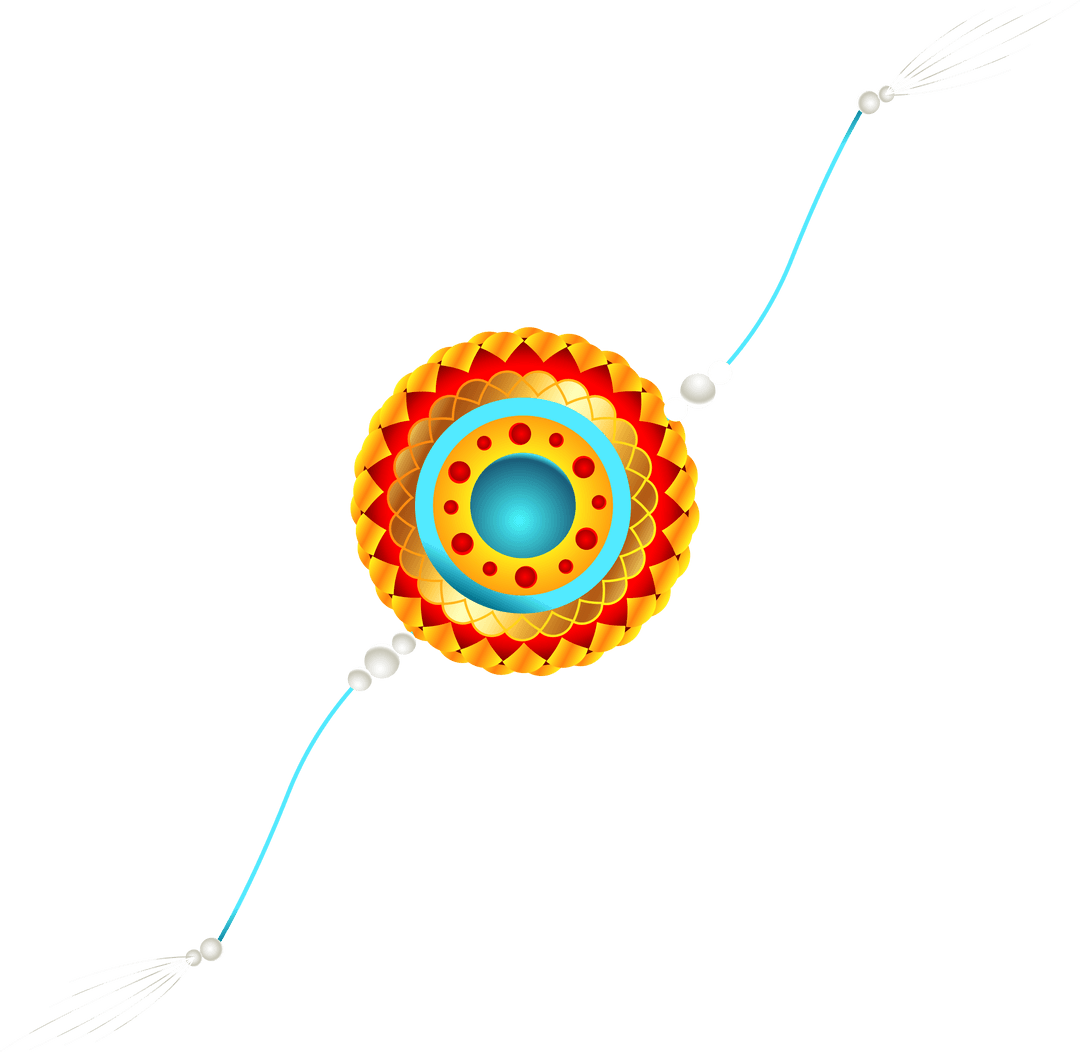Vibrant Bohemian Medallion with Braided Cords and Tassels on Transparent Background