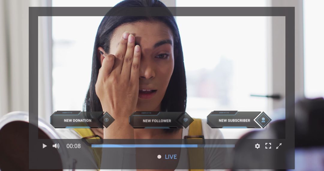 Beauty Vlogger Applying Makeup During Live Streaming