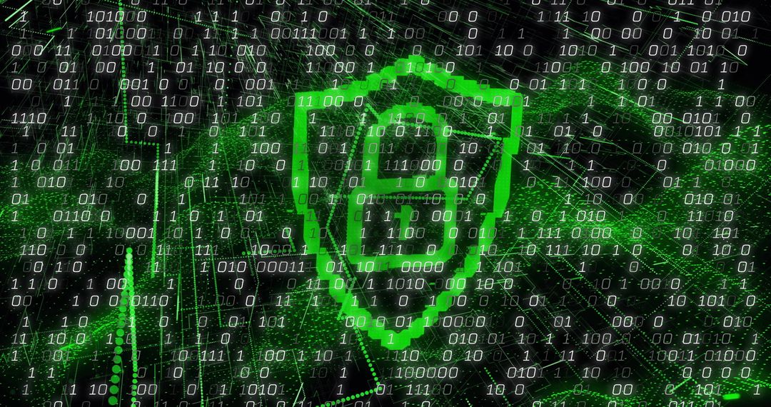 Digital Security Concept with Binary Code and Padlock Shield - Free Images, Stock Photos and Pictures on Pikwizard.com