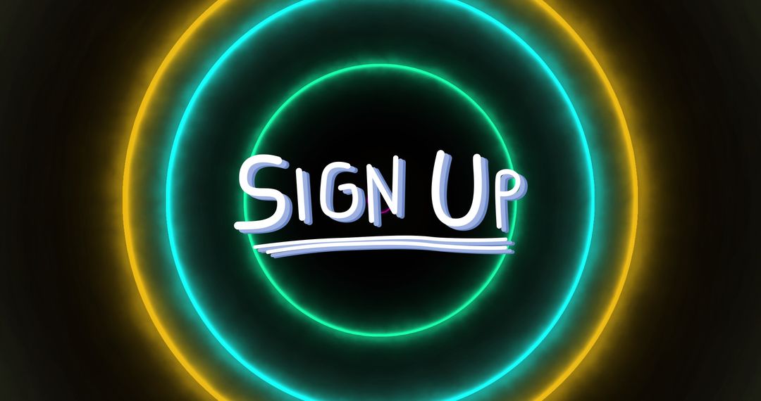 Glowing Neon Signup Design with Dynamic Circular Lights