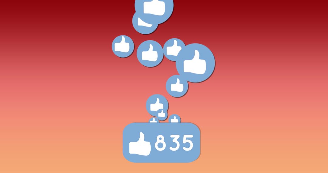 Social Media Like Icons Increasing on Red Gradient Display