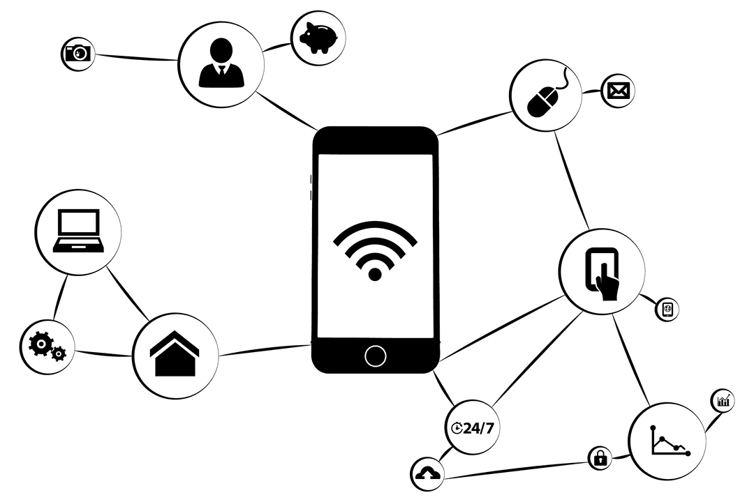 Digital Smartphone Network Concept on Transparent Background