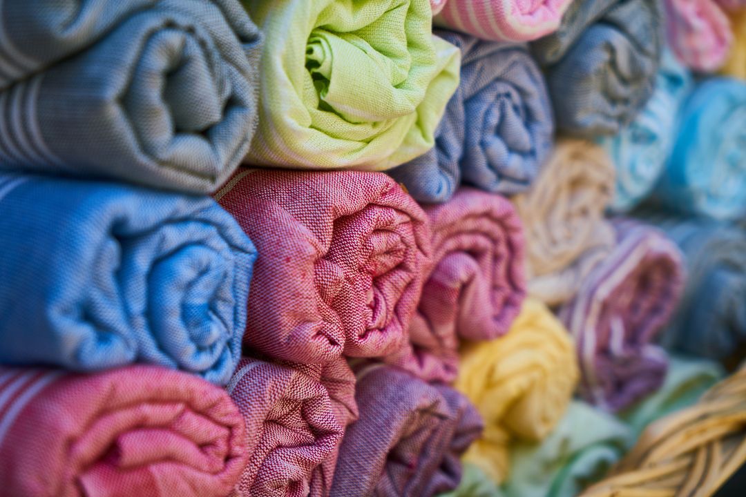 Colorful Rolled Fabrics Display - Free Images, Stock Photos and Pictures on Pikwizard.com