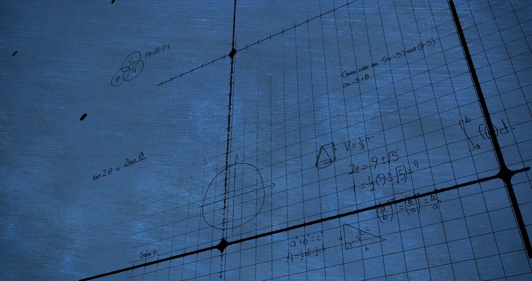 Floating Mathematical Formulas on Chalkboard Background