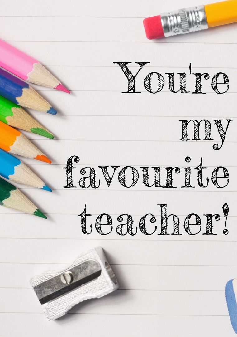 Heartfelt Teacher Appreciation Note with Colorful Pencils and Notebook - Download Free Stock Templates Pikwizard.com