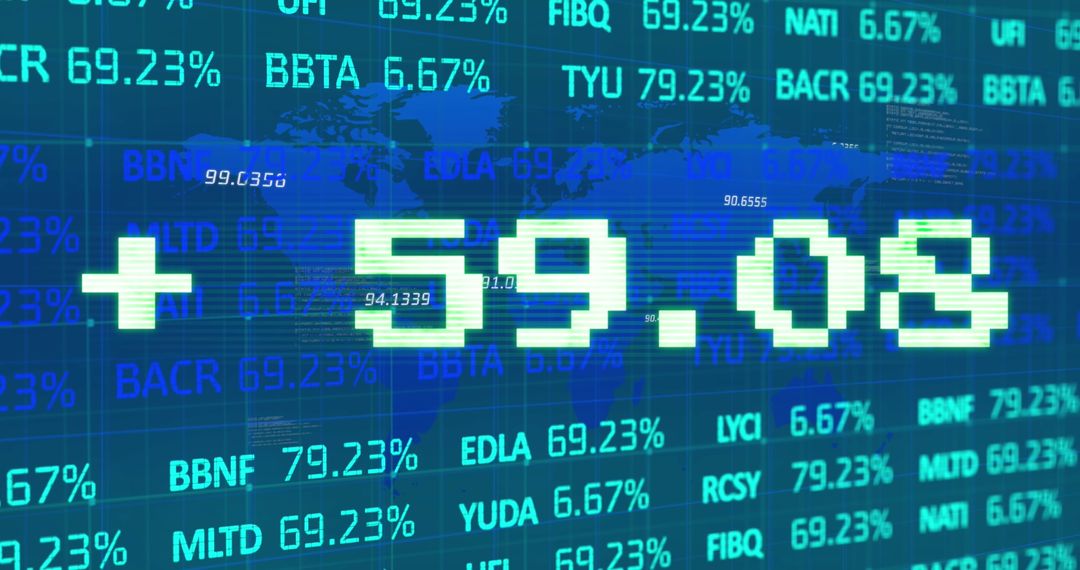 Financial Growth with Stock Market Data Overlay on World Map
