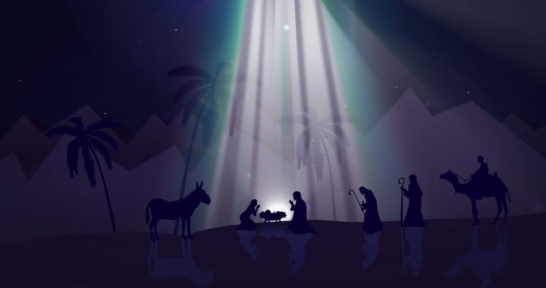 Holy Nativity Scene With Majestic Lights and Silhouettes