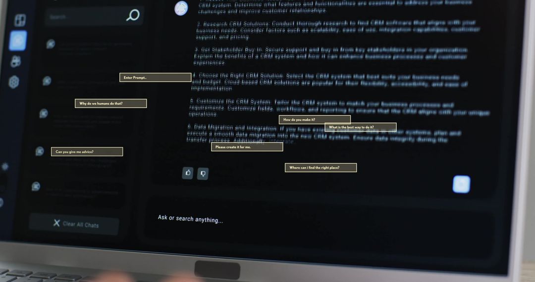 AI Chatbot Displayed on Laptop Screen for Customer Interaction