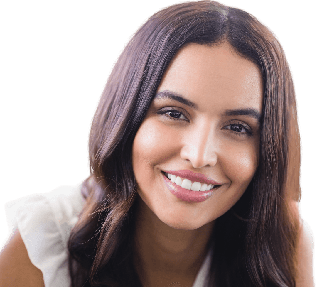 Transparent Smiling Woman Close-Up Portrait