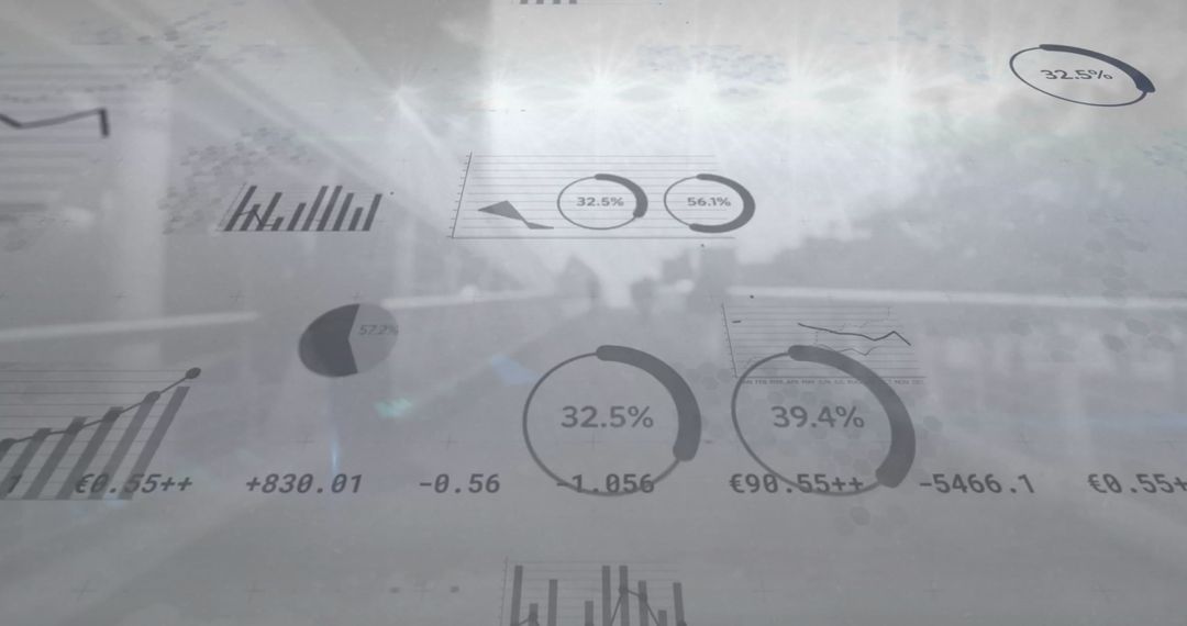 Futuristic Financial Data Displays on Urban Backdrop