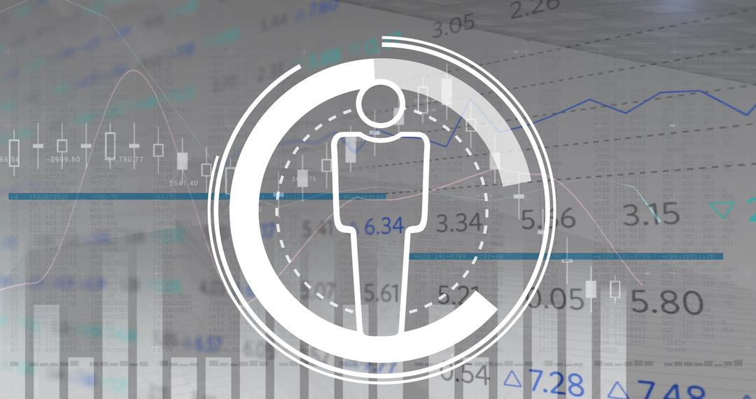 Abstract Human Icon Over Stock Market Data Visual