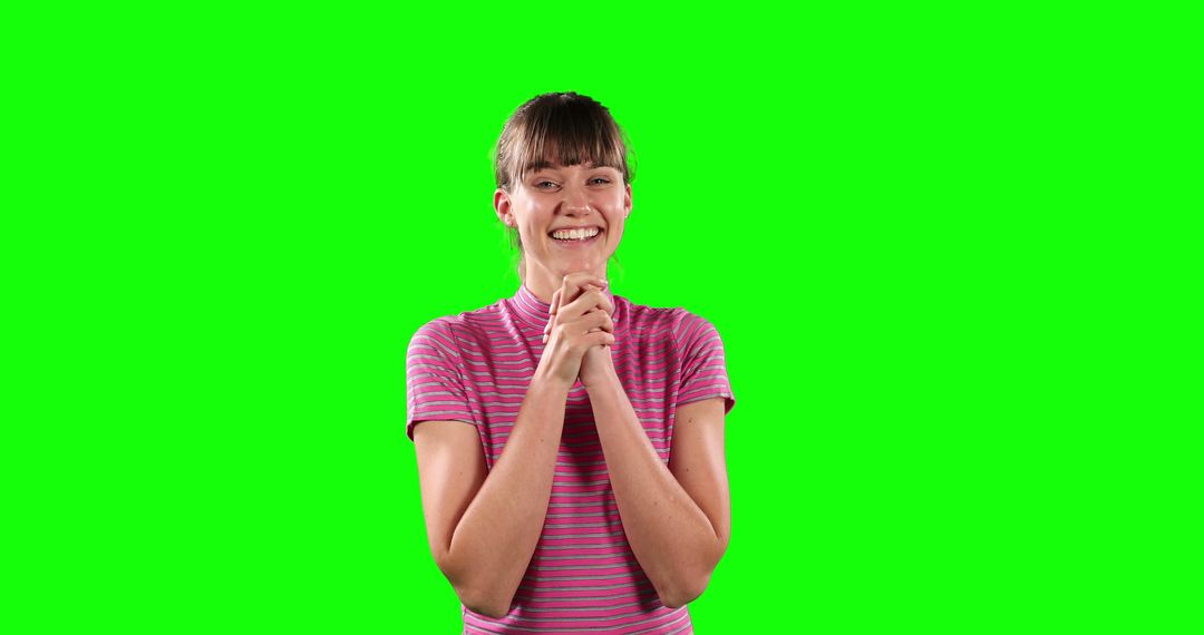 Happy Young Woman Smiling On Green Screen Background - Free Images, Stock Photos and Pictures on Pikwizard.com