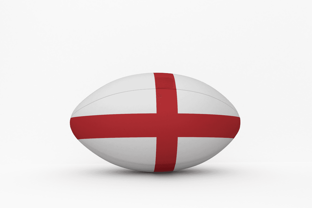Transparent Rugby Ball Displaying England Flag with Red Cross Design