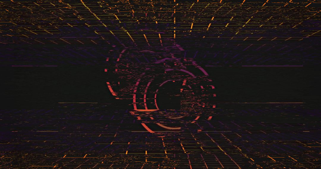 Pink Neon Circles Flicker Over Cyber Grid Background