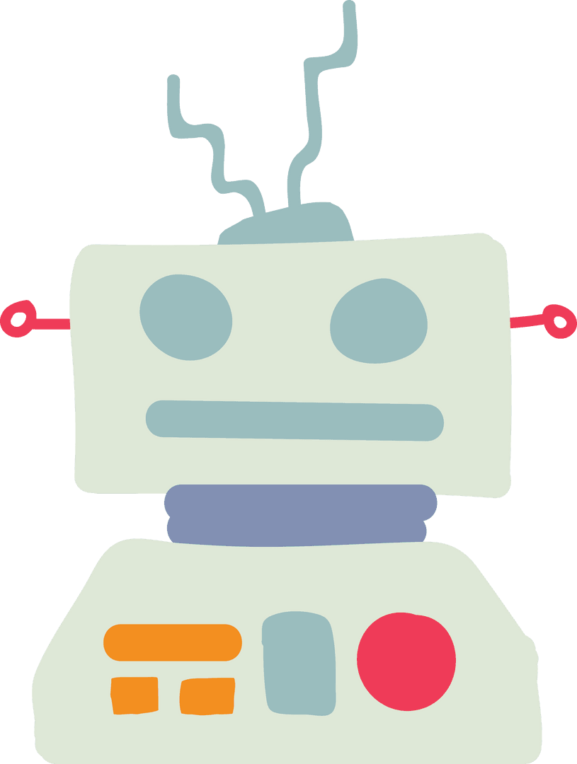 Playful Green Robot Illustration on Transparent Background