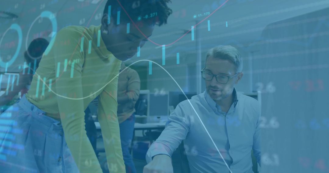 Colleague Examining Data Charts for Strategic Business Analysis