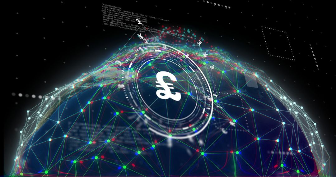 Futuristic Global Financial Network with Pound Symbol