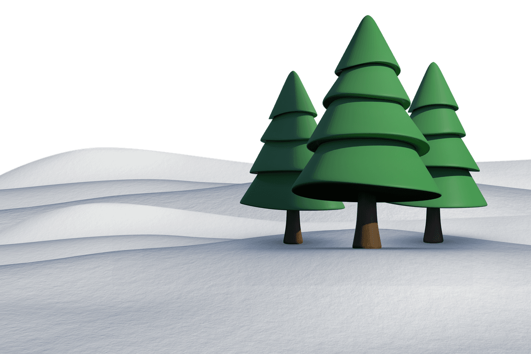 Transparent Fir Trees on Snowy Landscape for Winter Illustration