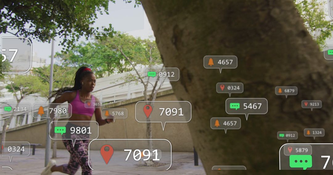 Runner Experiencing Augmented Reality through Fitness App