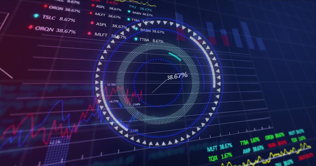 Futuristic data analysis and graph transmission tech interface
