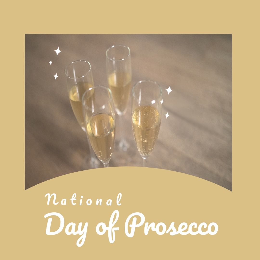 Composite of prosecco in glasses on table and national day of prosecco text on beige background - Download Free Stock Templates Pikwizard.com