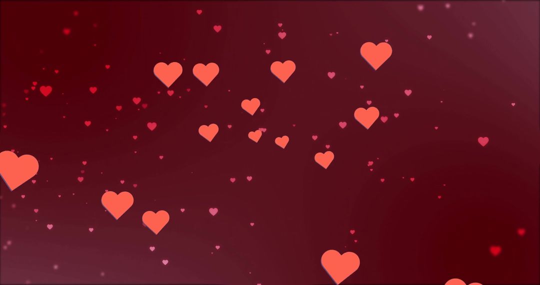 Floating Red Hearts on Dark Red Background
